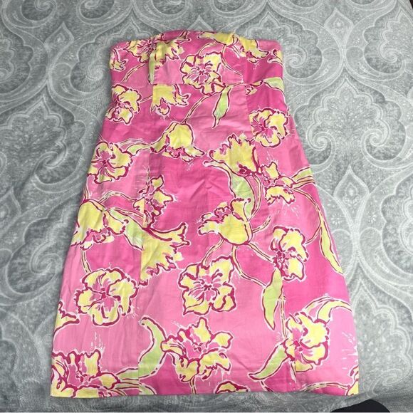 Lilly Pulitzer Franco Strapless Hotty Pink Daylily Tie Back - Picture 2 of 5